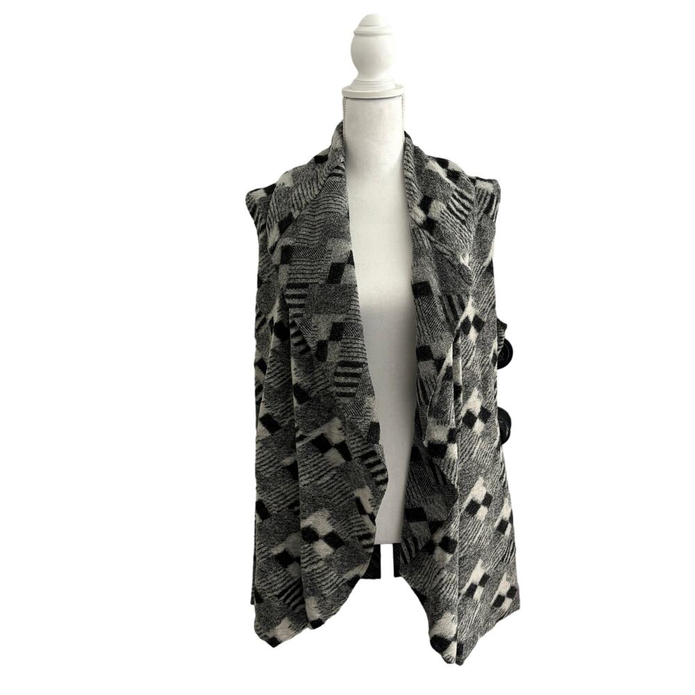 Willi‎ Smith Wool Blend Vest Draped Front Waist Length Pockets Cozy Chic